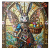 Steampunk Oaster Bunny Warrior Angel Fliese (Vorderseite)