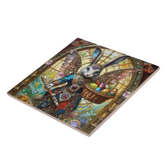 Steampunk Oaster Bunny Warrior Angel Fliese (Seite)