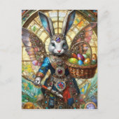 Steampunk Oaster Bunny Warrior Angel Postkarte (Vorderseite)