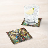 Steampunk Oaster Bunny Warrior Angel Rechteckiger Pappuntersetzer (Vor Ort)