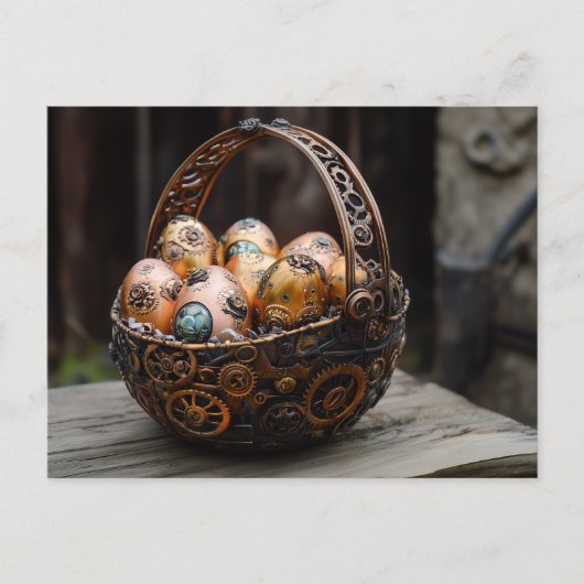 Steampunk Oaster Greetings Feiertagspostkarte (Vorderseite)