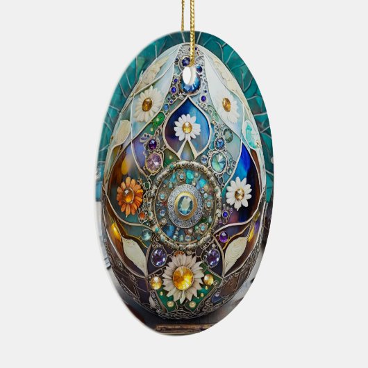 Steampunk Oaster Verziert Blue Egg Keramik Ornament (Rechts)