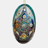 Steampunk Oaster Verziert Blue Egg Keramik Ornament (Rechts)