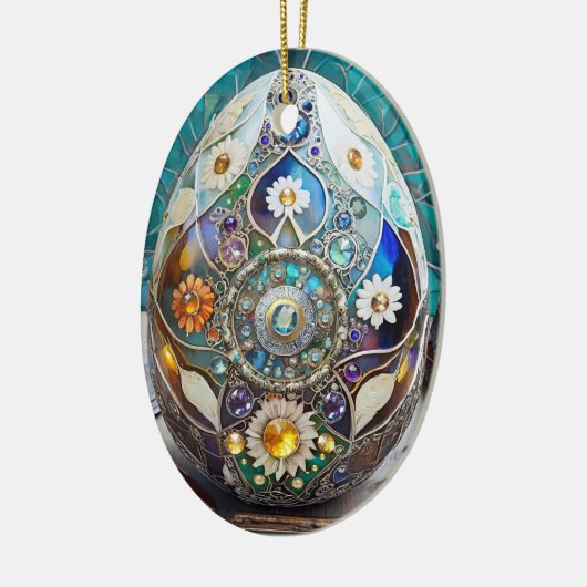 Steampunk Oaster Verziert Blue Egg Keramik Ornament (Links)