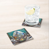 Steampunk Oaster Verziert Blue Egg Rechteckiger Pappuntersetzer (Vor Ort)