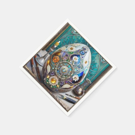 Steampunk Oaster Verziert Blue Egg Serviette (Ecke)