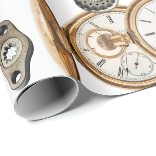 Steampunk-Objekte Gears Pocket Uhr Skelett-Schlüss Geschenkpapier (Rolleneckpunkt)