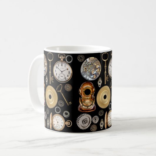 Steampunk-Objekte Gears Pocket Uhr Skeletttasten Kaffeetasse (Vorderseite Links)