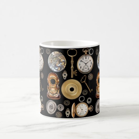 Steampunk-Objekte Gears Pocket Uhr Skeletttasten Kaffeetasse (Mittel)