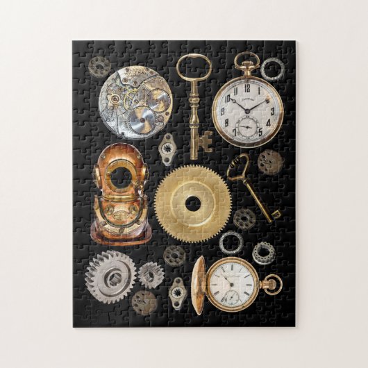 Steampunk-Objekte Gears Pocket Uhr Skeletttasten Puzzle (Vertikal)