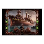 Steampunk Ocean-Liner Blätter Dock Poster (Vorderseite)
