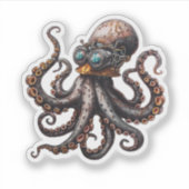 Steampunk Octopus Aufkleber (Vorderseite)