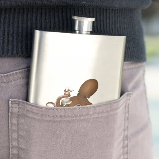 Steampunk Octopus Holding Flask Science Chemie Flachmann (Beispiel)