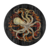 Steampunk Octopus Rusty Clockwork Cutting Board Schneidebrett (Vorderseite)