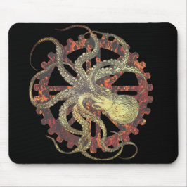 Steampunk Octopus & Rusty Uhrwerk Gear Mousepad