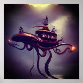 Steampunk Octopus Ship Fantasy Art Poster (Vorne)