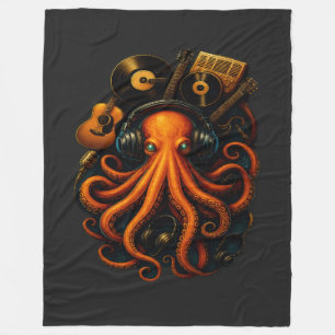 Steampunk Octopus Throw Blanket - Music Fantasy Ar Fleecedecke