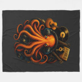 Steampunk Octopus Throw Blanket - Music Fantasy Ar Fleecedecke (Vorderseite (Horizontal))