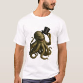 Steampunk octopus top hat graphic T-shirt (Vorderseite)
