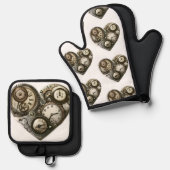 "Steampunk" Ofenhandschuh & Topflappen-Set (Vorderseite/Rückseite)