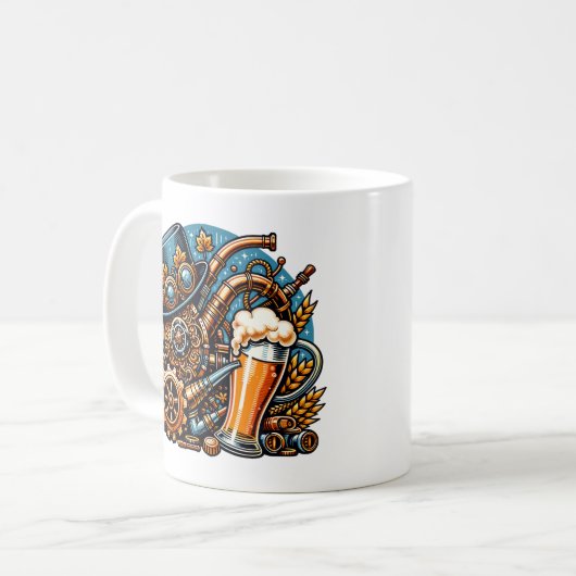 Steampunk Oktoberfest Kaffeetasse (Vorderseite Links)