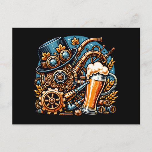 Steampunk Oktoberfest Postkarte (Vorderseite)