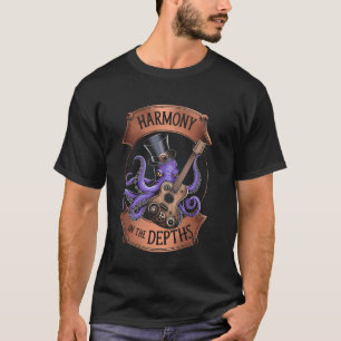 Steampunk-Oktopus-Gitarren-Musikliebhaber Harmonie T-Shirt