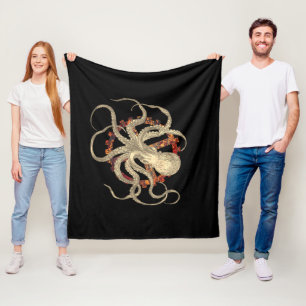 Steampunk-Oktopus & Rostiges Uhrwerk-Getriebe Fleecedecke