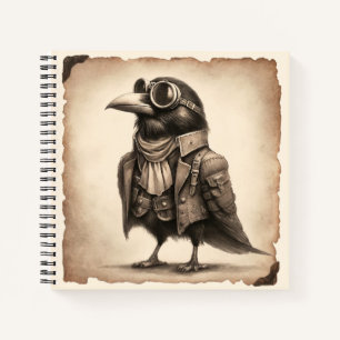 Steampunk Old Crow Foto Spiral Notebook Notizblock