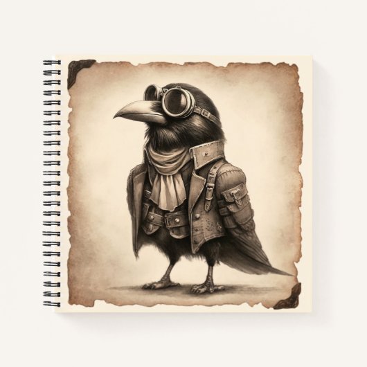 Steampunk Old Crow Foto Spiral Notebook Notizblock (Vorderseite)