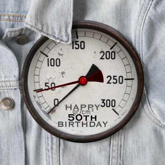 Steampunk Old Manometer 50th Birthday Button (Beispiel)