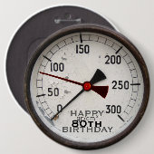 Steampunk Old Manometer 80th Birthday Button (Vorne & Hinten)