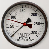 Steampunk Old Manometer 80th Birthday Button (Vorderseite)