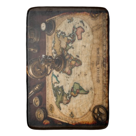 Steampunk Olde Worlde Map Badematte (Vorderseite Vertikal)