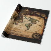 Steampunk Olde Worlde Map Geschenkpapier (Ungerollt)