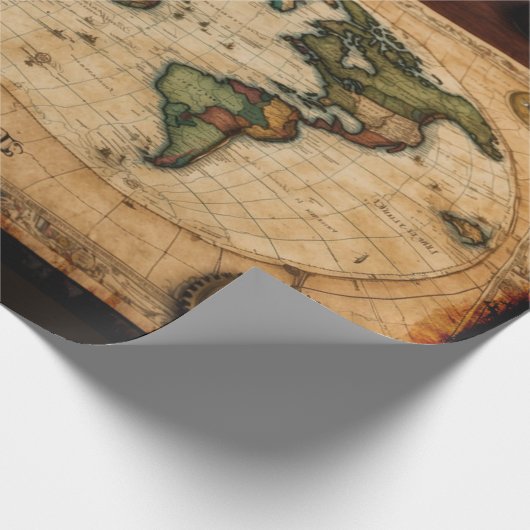 Steampunk Olde Worlde Map Geschenkpapier (Ecke)
