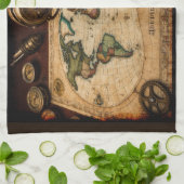 Steampunk Olde Worlde Map Geschirrtuch (Gefaltet)