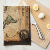 Steampunk Olde Worlde Map Geschirrtuch (Viertel Falte)