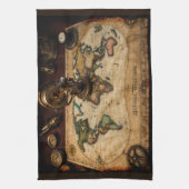 Steampunk Olde Worlde Map Geschirrtuch (Vertikal)