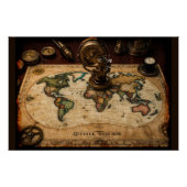Steampunk Olde Worlde Map Poster (Vorderseite)