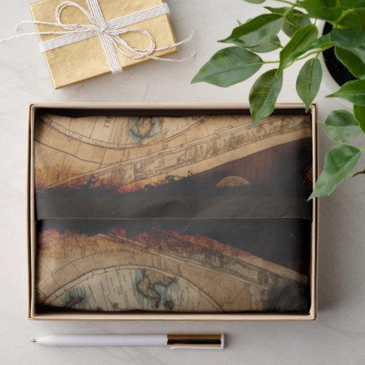 Steampunk Olde Worlde Map Seidenpapier (Geschenk)