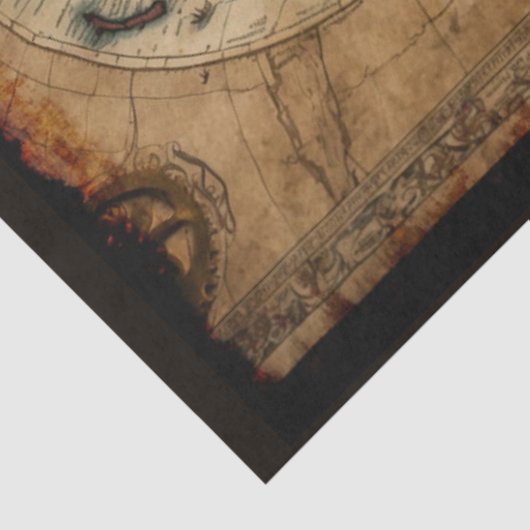 Steampunk Olde Worlde Map Seidenpapier (Ausschnitt)