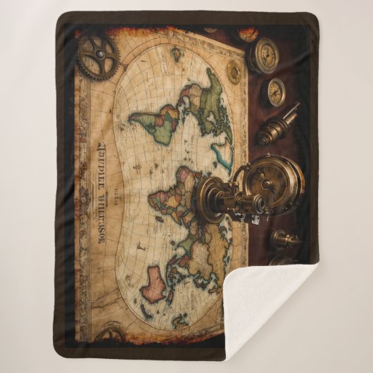 Steampunk Olde Worlde Map Sherpadecke (Vorderseite)