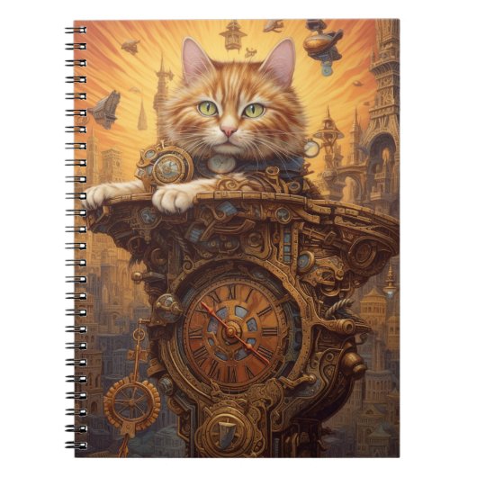 STEAMPUNK ORANK TABBY CAT NOTIZBLOCK (Vorderseite)