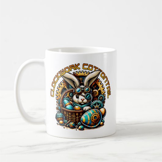 Steampunk-Osterhase Kaffeetasse (Links)