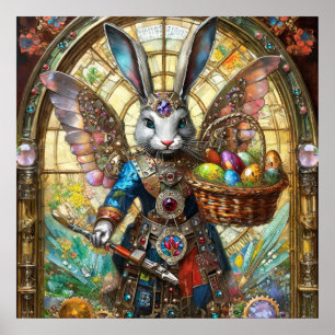 Steampunk-Osterhasen-Krieger-Engel Poster
