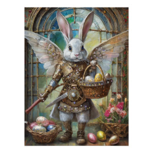 Steampunk-Osterhasen-Krieger-Engel Poster