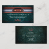 Steampunk-Outfitter, Kupfer auf aquamarinen Cogs M Visitenkarte (Vorne/Hinten)