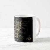 Steampunk Owl Blueprint Mug | Vintage Mechanical A Kaffeetasse (VorderseiteRechts)
