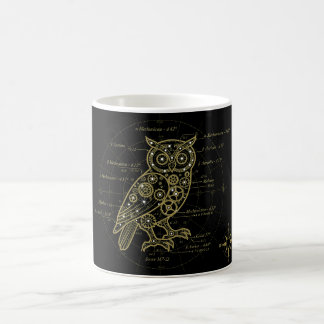 Steampunk Owl Blueprint Mug | Vintage Mechanical A Kaffeetasse